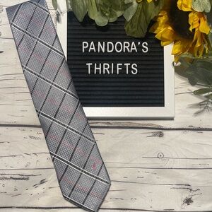 Susan G Komen Pink Gray Plaid Men's Tie Breast Cancer Preowned